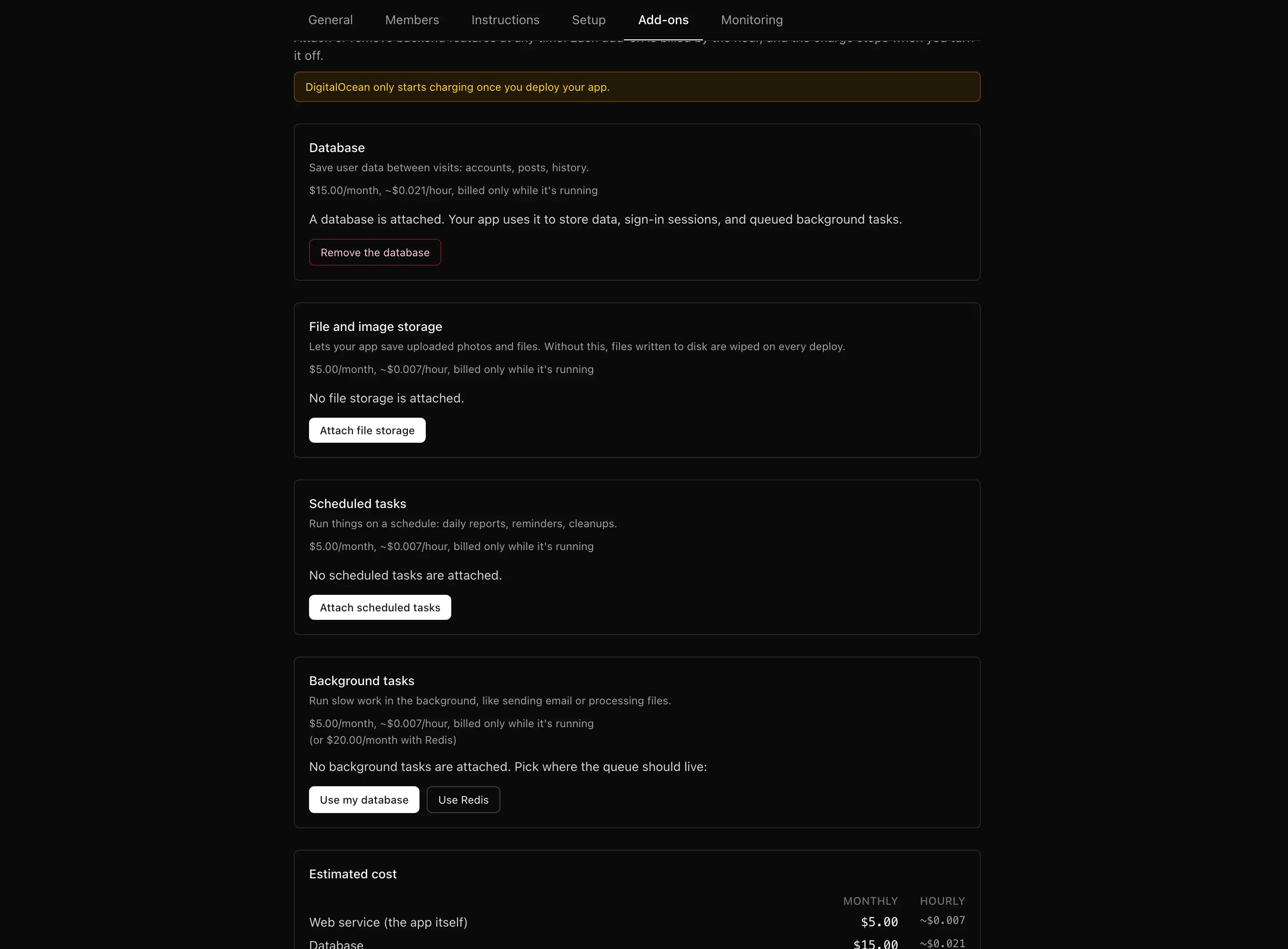 Add-ons tab with capture toggles.