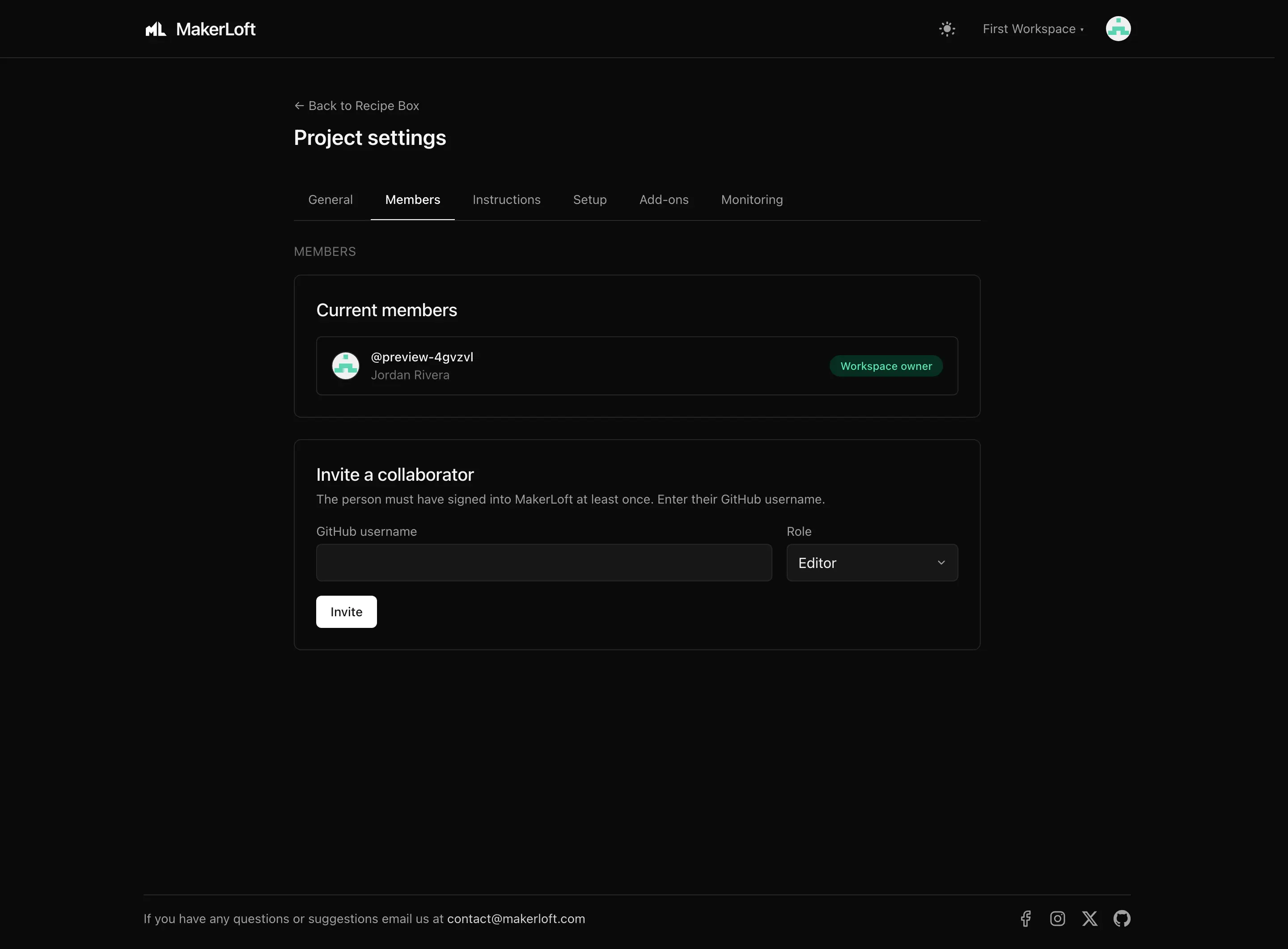 Members tab on the Project settings page.